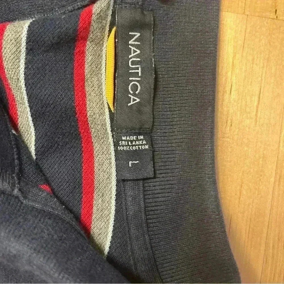 Nautica Navy/Red/Gray Long Sleeve Polo Men’s Size L - Picture 4 of 9